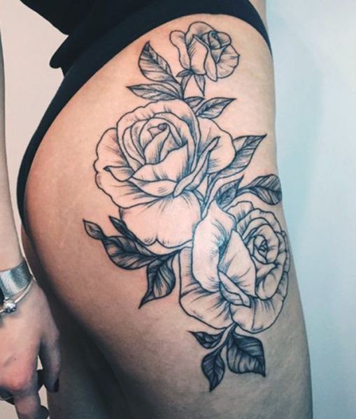 Rose Thigh Tattoo Designs