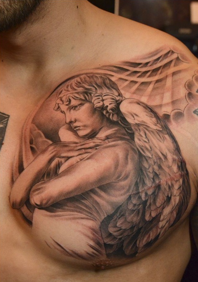 Angel Chest Tattoos.