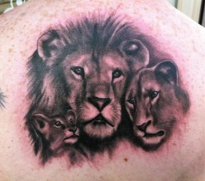 Lion Lioness and Cub Tattoos