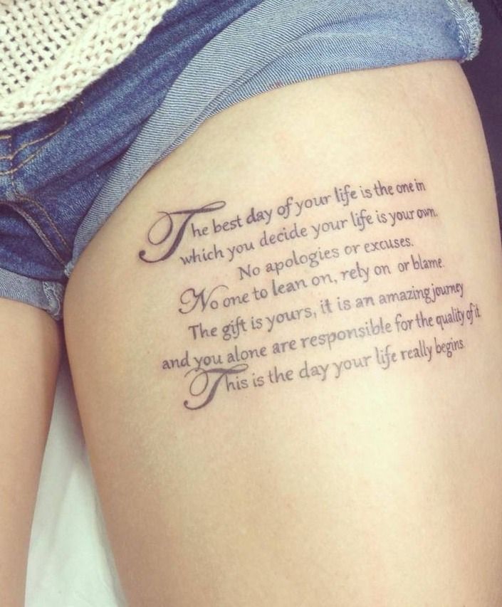 Thigh Quote Tattoos Designs Ideas And Meaning Tattoos For You