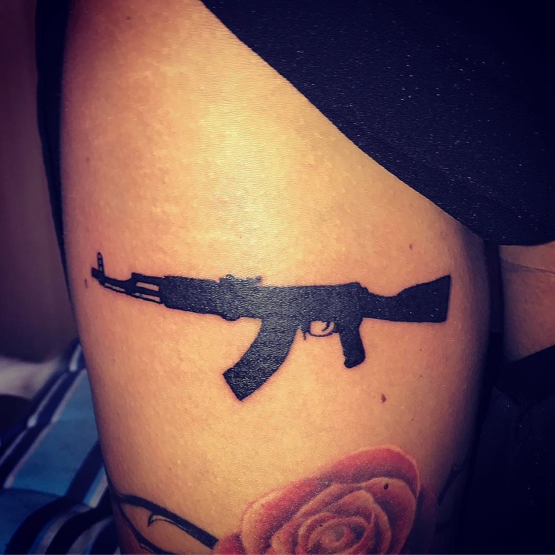 Gun Thigh Tattoos Designs, Ideas and Meaning | Tattoos For You