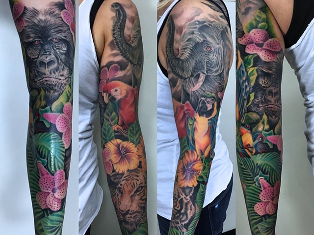 Devinkz on Twitter Custom Sleeve Tattoo I done in 2 sessions  My client  sat like a Rock   please retweet if youre feeling this 1   CustomTattoos httpstco9lElTFGCGP  Twitter