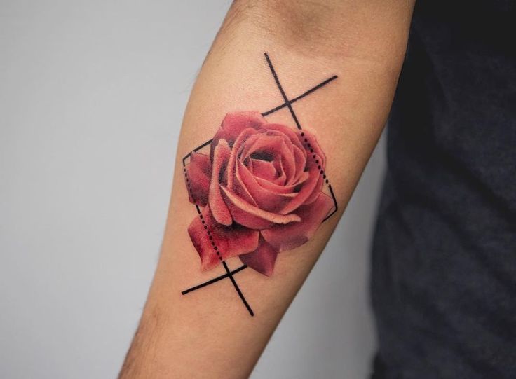 1. Traditional Mens Rose Tattoo - wide 3