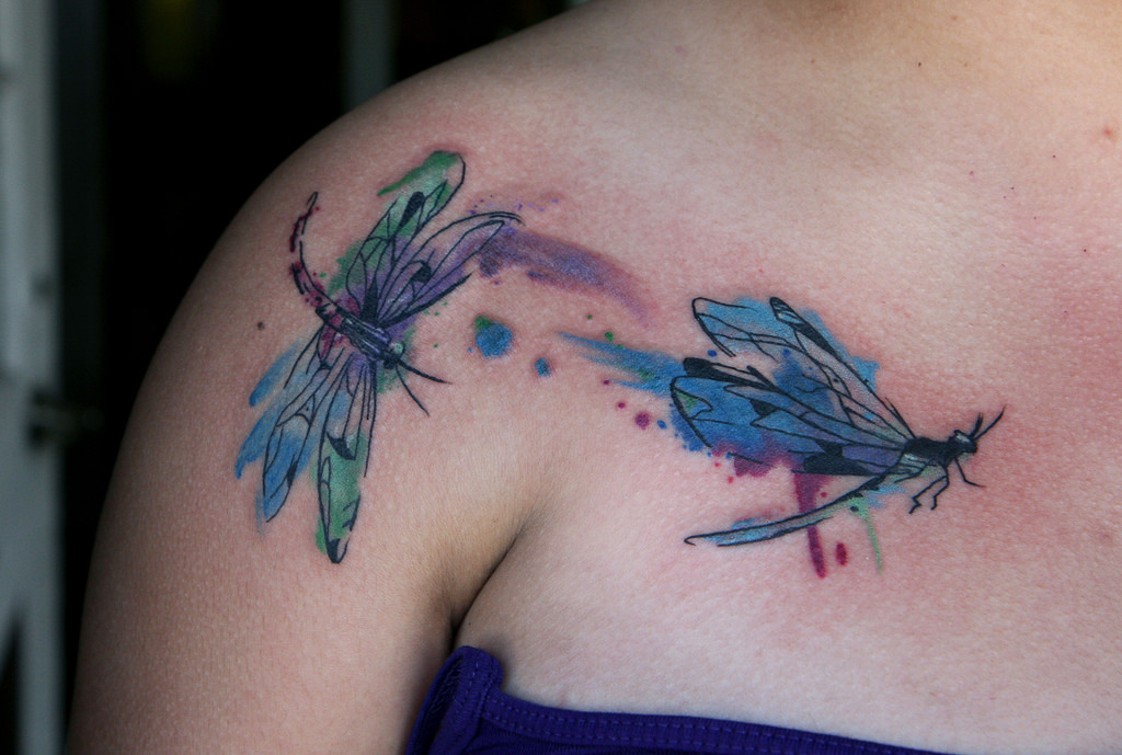 Watercolor Dragonfly Tattoo - wide 3