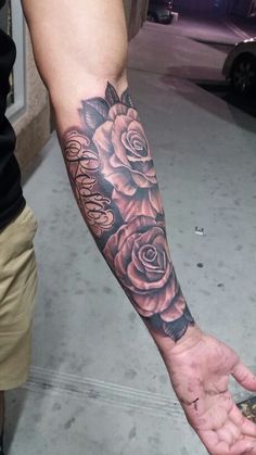 forearm rose tattoo for guys