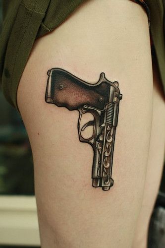 Gun Thigh Tattoos Designs, Ideas and Meaning - Tattoos For You
