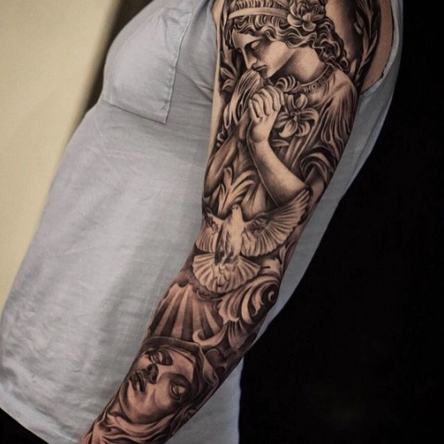 Angel Sleeve Tattoo Designs, Ideas and Meaning | Tattoos ...