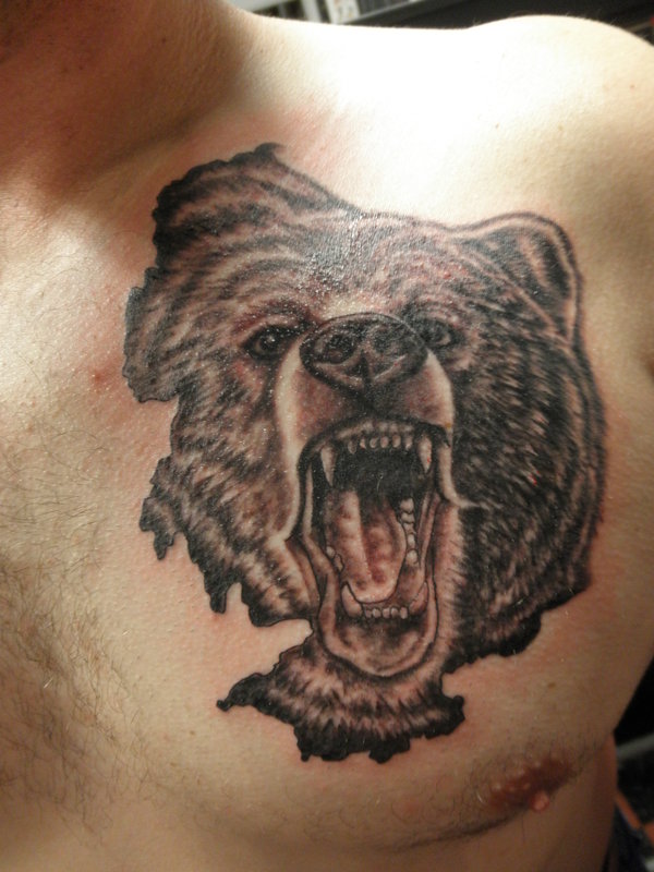 Borrowed Time Tattoo on Instagram This realistic bear chest piece has us  roaring Done by our artist Luke To book with Luke DM lukepukeink or  TEXT7862399031