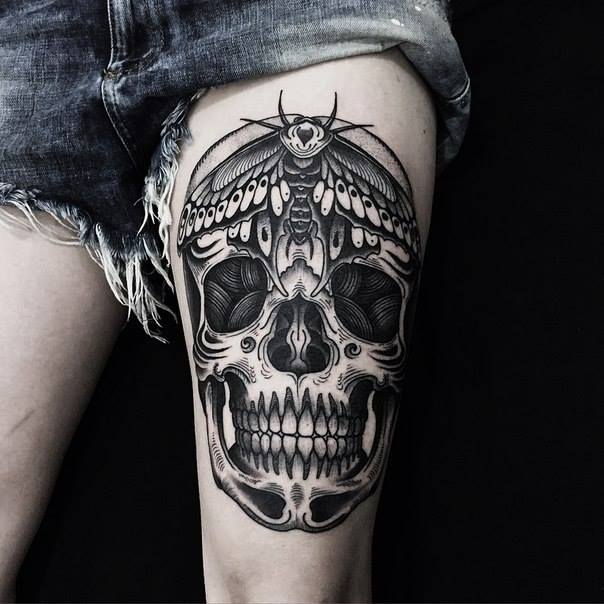 Skull Thigh Tattoos Designs, Ideas and Meaning - Tattoos For You