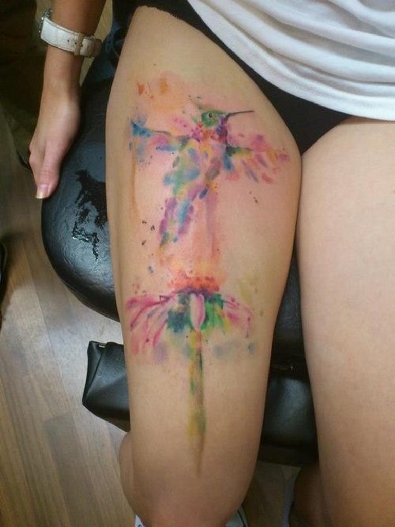 Watercolor Thigh Tattoos Designs, Ideas and Meaning | Tattoos For You