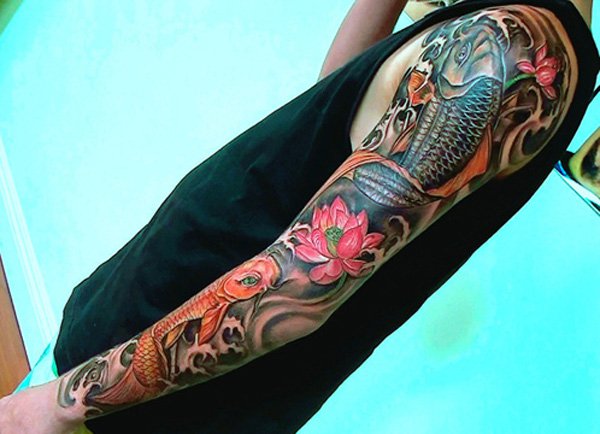 Koi Fish Tattoo Sleeve Designs, Ideas and Meaning ...