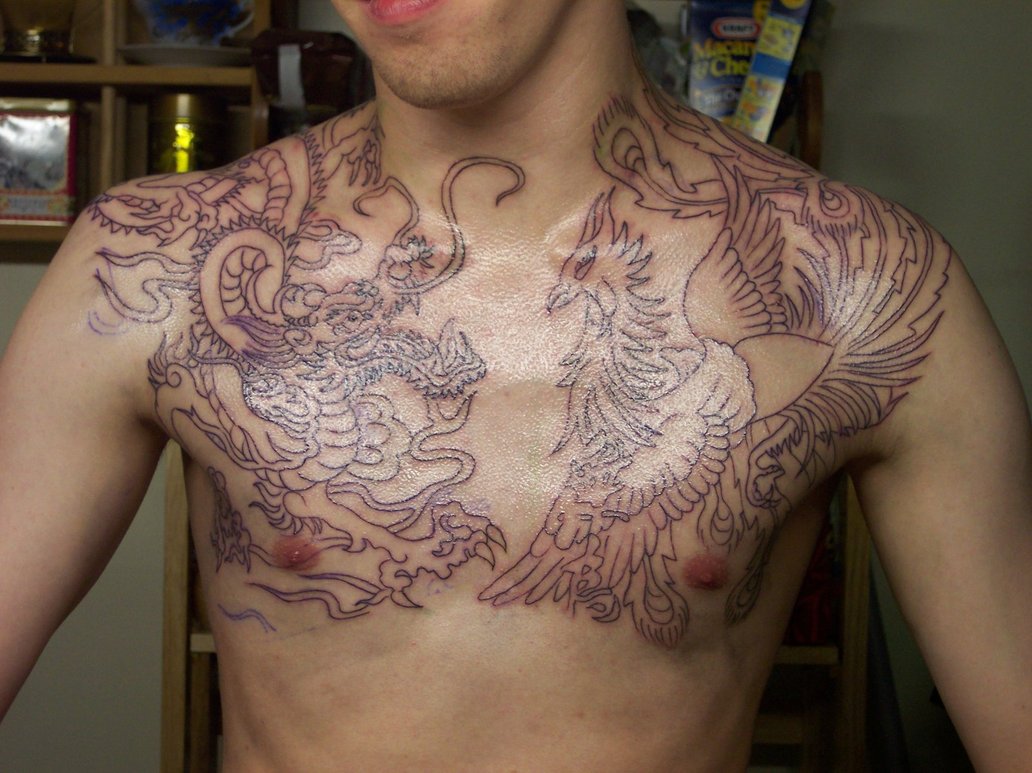 Dragon Tattoo On Chest